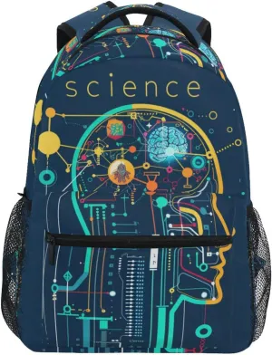 ALAZA Science Brain Backpack Purse with Multiple Pockets Name Card Personalized Travel Laptop Book Bag, Size M/16.9 inch