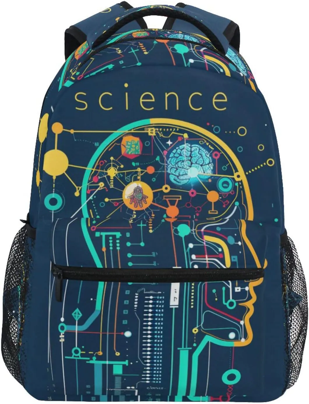 ALAZA Science Brain Backpack Purse with Multiple Pockets Name Card Personalized Travel Laptop Book Bag, Size M/16.9 inch
