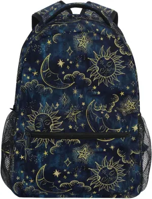 ALAZA Sun Moon Boho Cosmos Astrology Backpack Purse with Multiple Pockets Name Card Personalized Travel Laptop Book Bag, Size M/16.9 inch