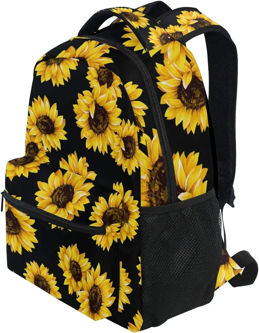 ALAZA Sunflower Print Floral Backpack Purse for Women Laptop iPad Tablet Travel School Bag w/Multiple Pockets