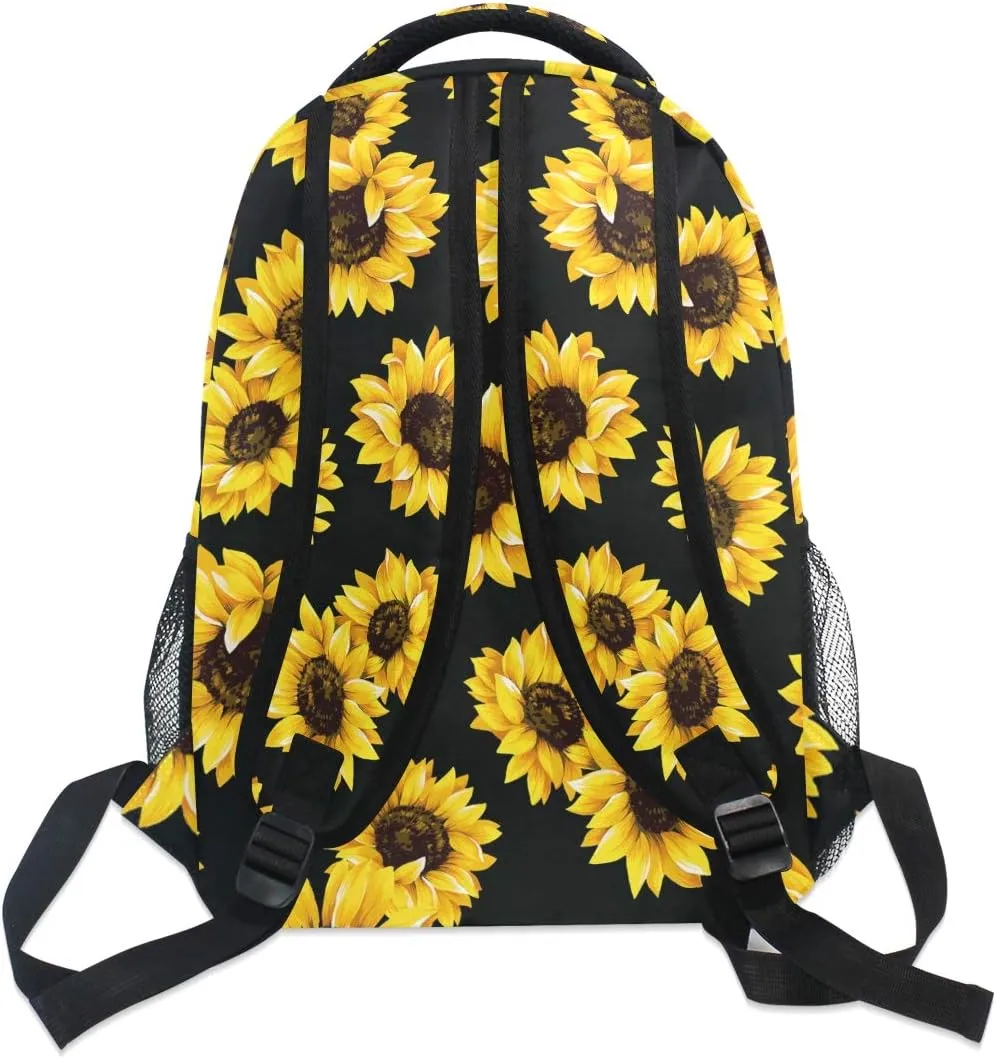 ALAZA Sunflower Print Floral Backpack Purse for Women Laptop iPad Tablet Travel School Bag w/Multiple Pockets