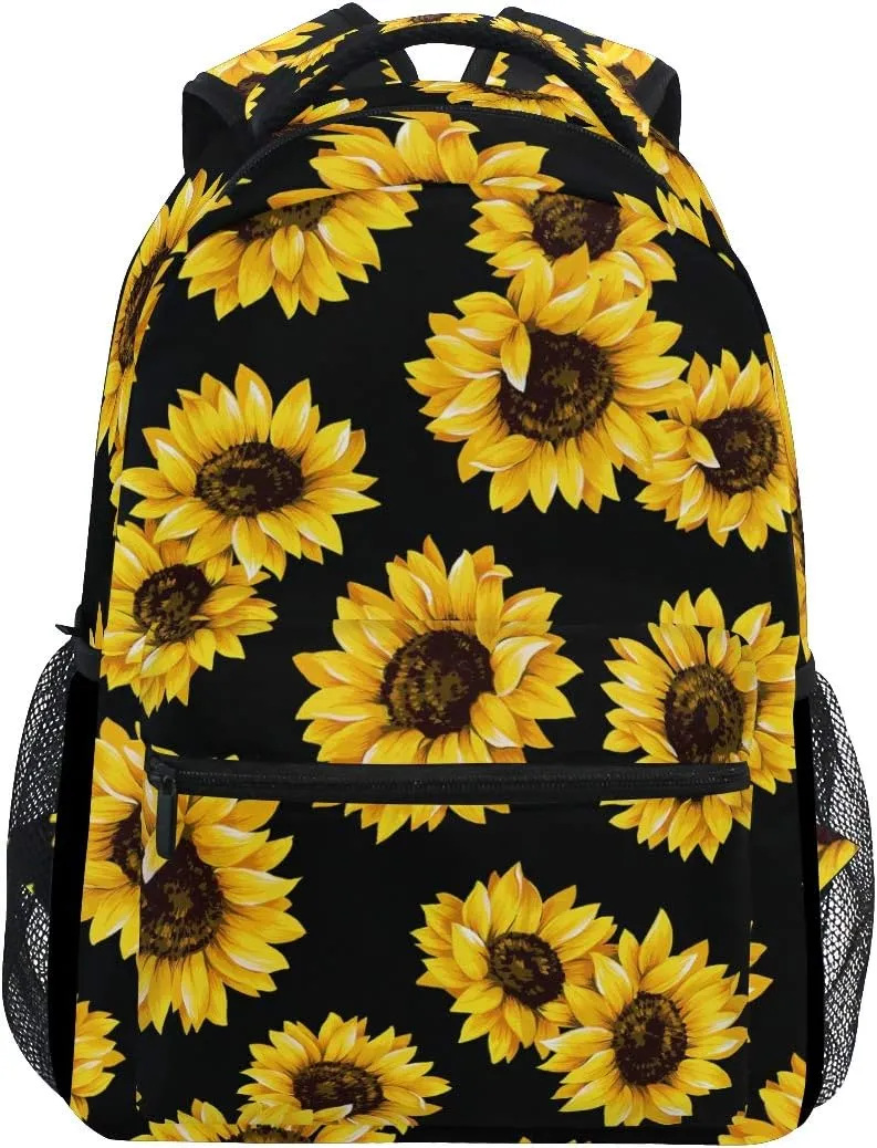 ALAZA Sunflower Print Floral Backpack Purse for Women Laptop iPad Tablet Travel School Bag w/Multiple Pockets