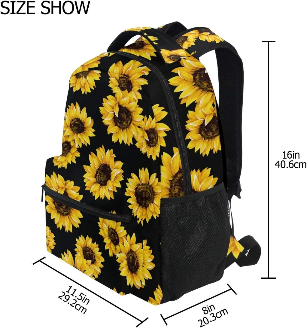 ALAZA Sunflower Print Floral Backpack Purse for Women Laptop iPad Tablet Travel School Bag w/Multiple Pockets