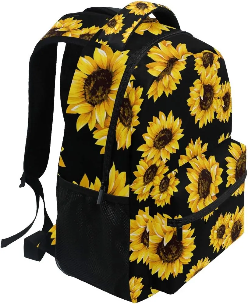 ALAZA Sunflower Print Floral Backpack Purse for Women Laptop iPad Tablet Travel School Bag w/Multiple Pockets