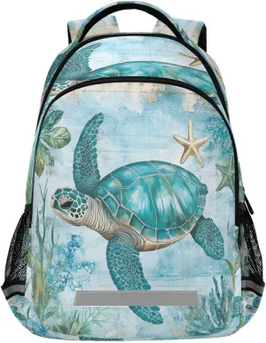 ALAZA Turtle Seaweed Starfish Backpacks Travel Laptop Daypack School Book Bag for Men Women Teens Kids