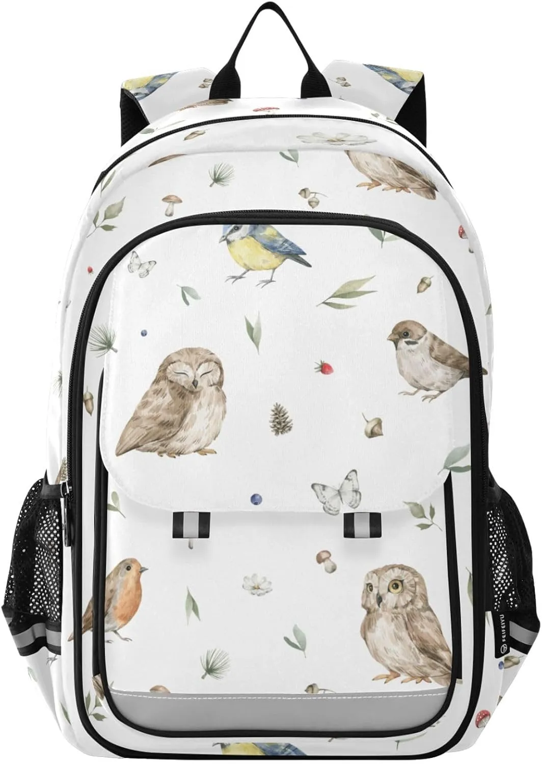 ALAZA Watercolor Owl Robin Bird Plant Kids Laptop Backpack 17 inch School Bookbag Back Pack Business Computer Bag Casual Daypack