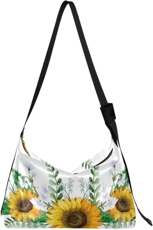 ALAZA Welcome Sunflowers Bouquet Womens Tote Bag Leather Shoulder Bag For Women Men Large Hobo Cross Body Bags Handbag