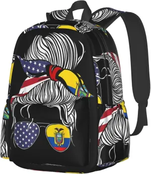 American Ecuadorian Flag Women Women Ecuador Grown Large Travel Backpack Casual Backpacks Laptop Daypack Working Rucksack Lightweight Back Pack Sports Bag with Adjustable Shoulder Strap