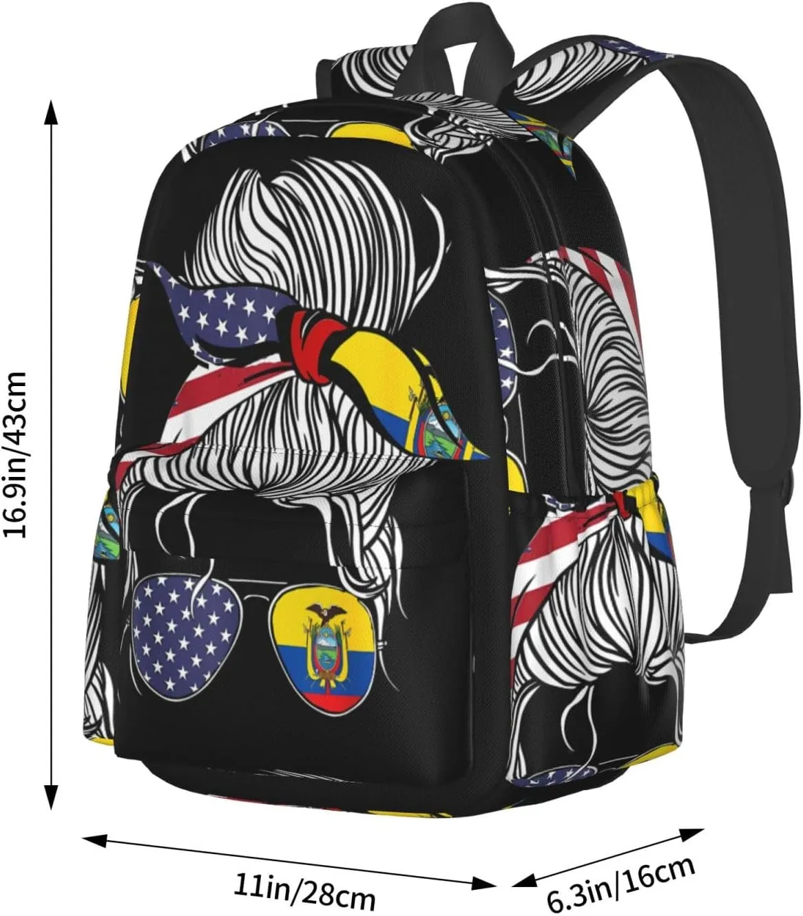 American Ecuadorian Flag Women Women Ecuador Grown Large Travel Backpack Casual Backpacks Laptop Daypack Working Rucksack Lightweight Back Pack Sports Bag with Adjustable Shoulder Strap