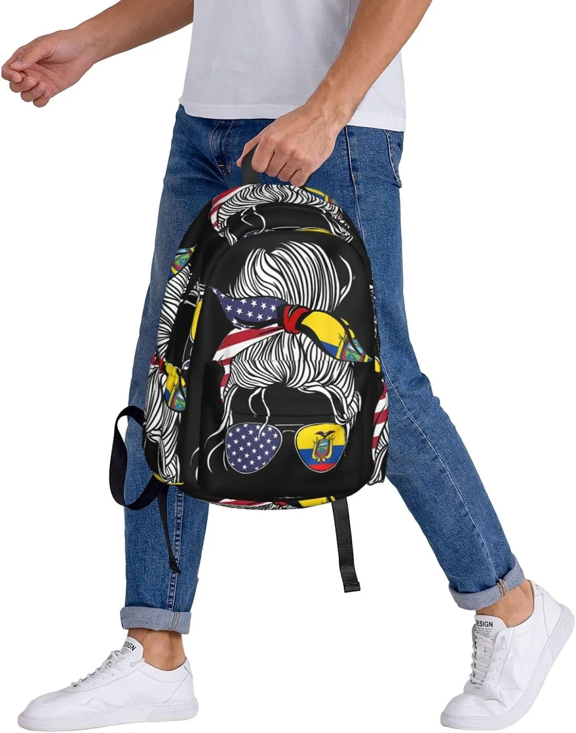 American Ecuadorian Flag Women Women Ecuador Grown Large Travel Backpack Casual Backpacks Laptop Daypack Working Rucksack Lightweight Back Pack Sports Bag with Adjustable Shoulder Strap