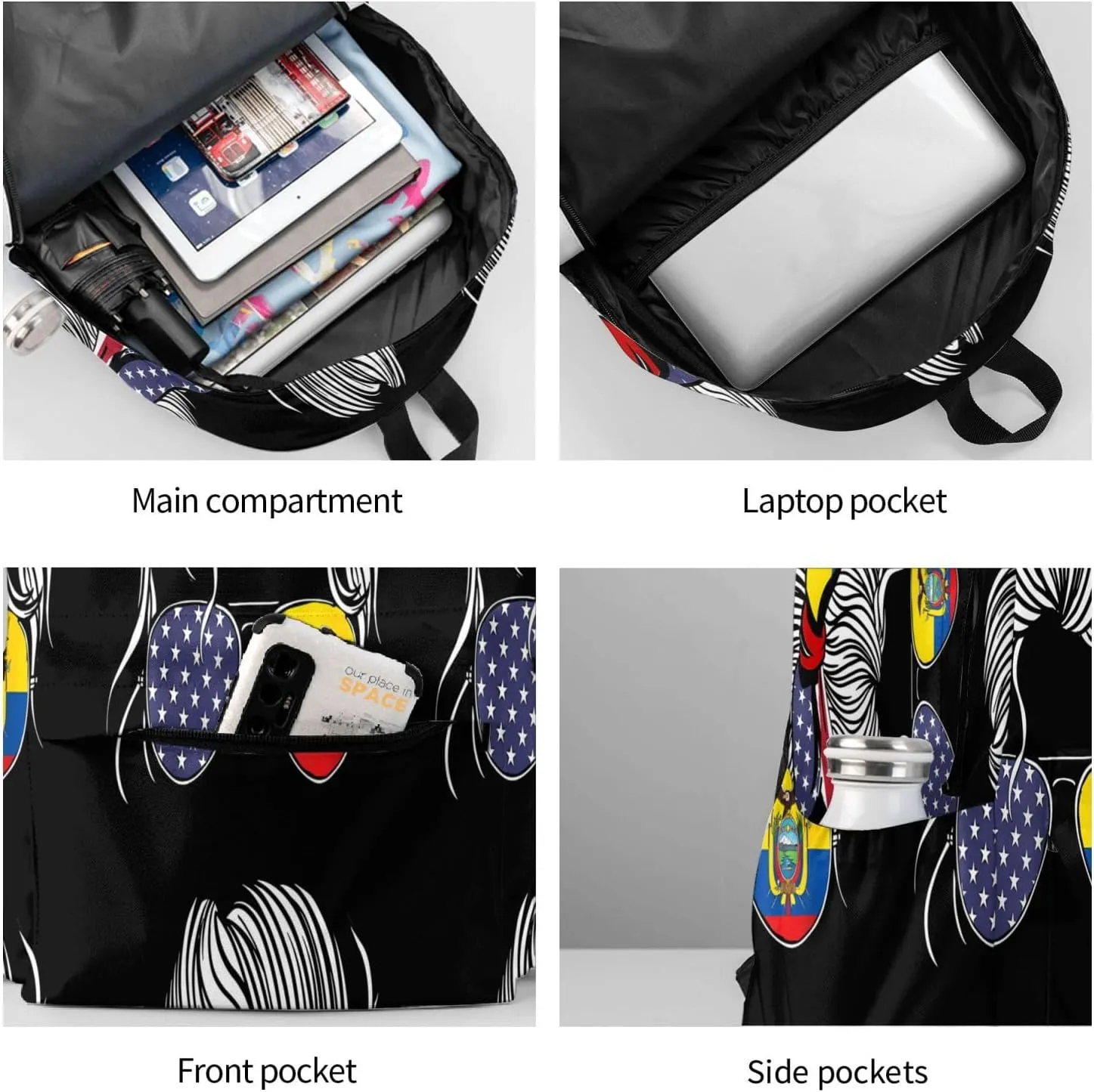 American Ecuadorian Flag Women Women Ecuador Grown Large Travel Backpack Casual Backpacks Laptop Daypack Working Rucksack Lightweight Back Pack Sports Bag with Adjustable Shoulder Strap
