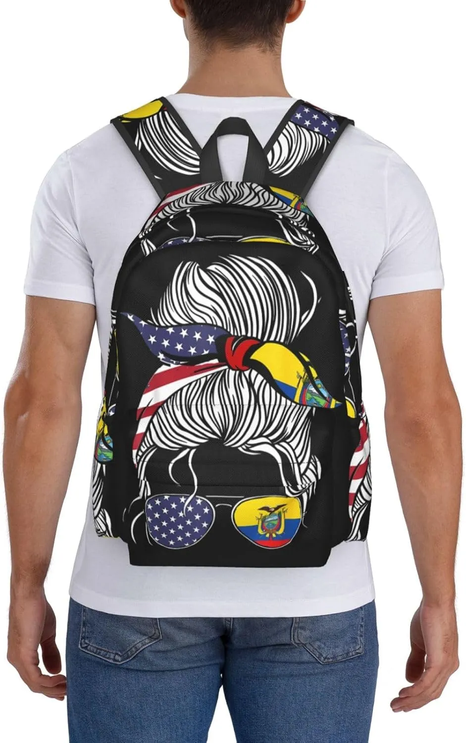 American Ecuadorian Flag Women Women Ecuador Grown Large Travel Backpack Casual Backpacks Laptop Daypack Working Rucksack Lightweight Back Pack Sports Bag with Adjustable Shoulder Strap