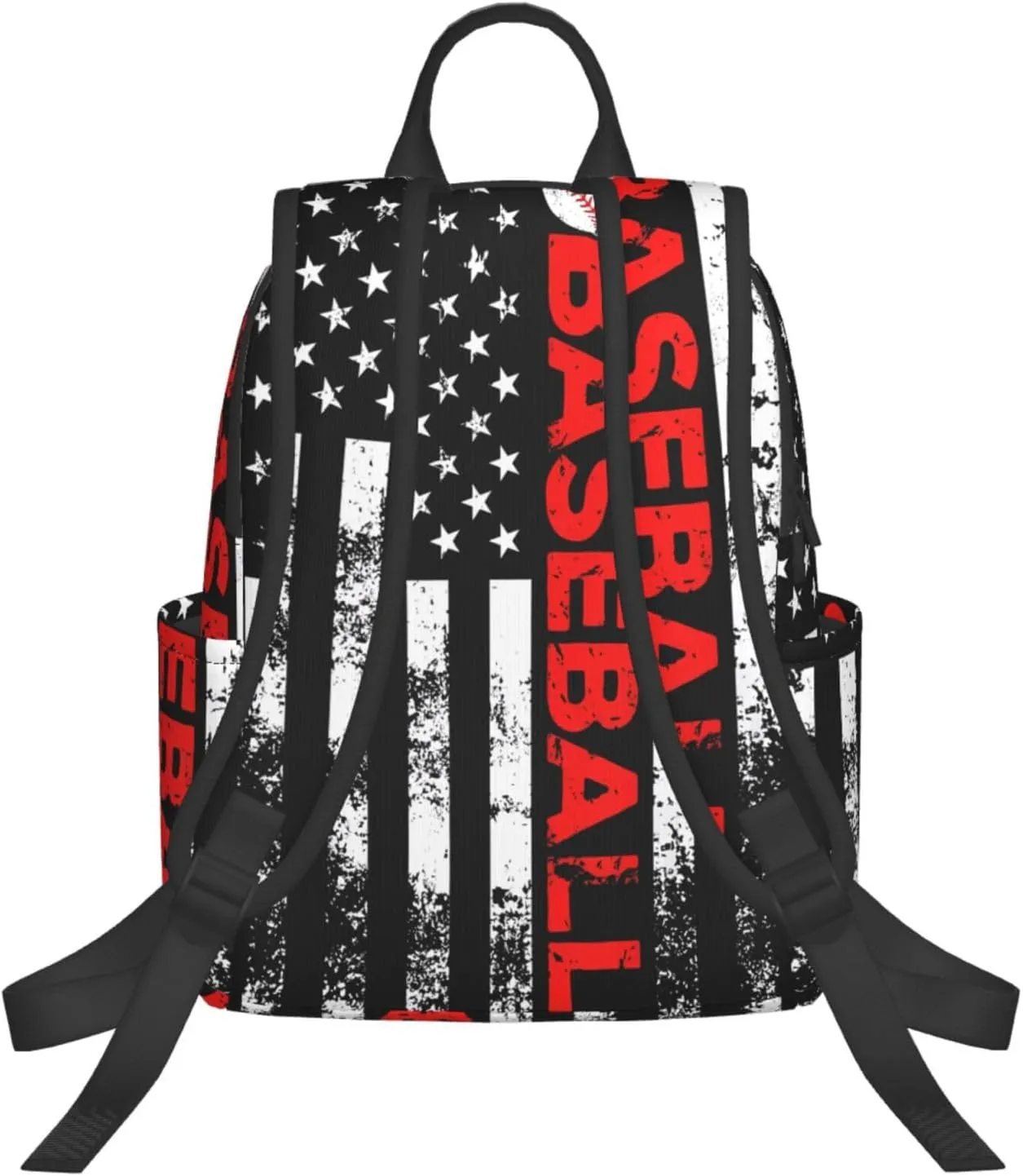 American Flag Baseball Team Casual Backpacks Laptop Backpack Outdoor Travel Rucksack Sport Carry-On Daypack Lightweight Bag with Multi-Pockets