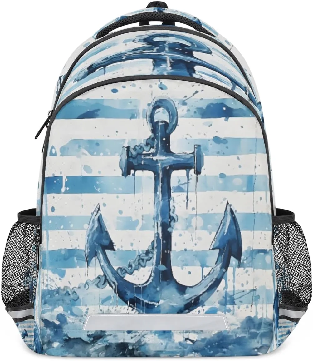 Anchor Sea Backpack for Boys Girls Kids Schoolbag Children School Bookbag,Women Men Casual Daypack Students College Bookbags Anchor Travel Bags