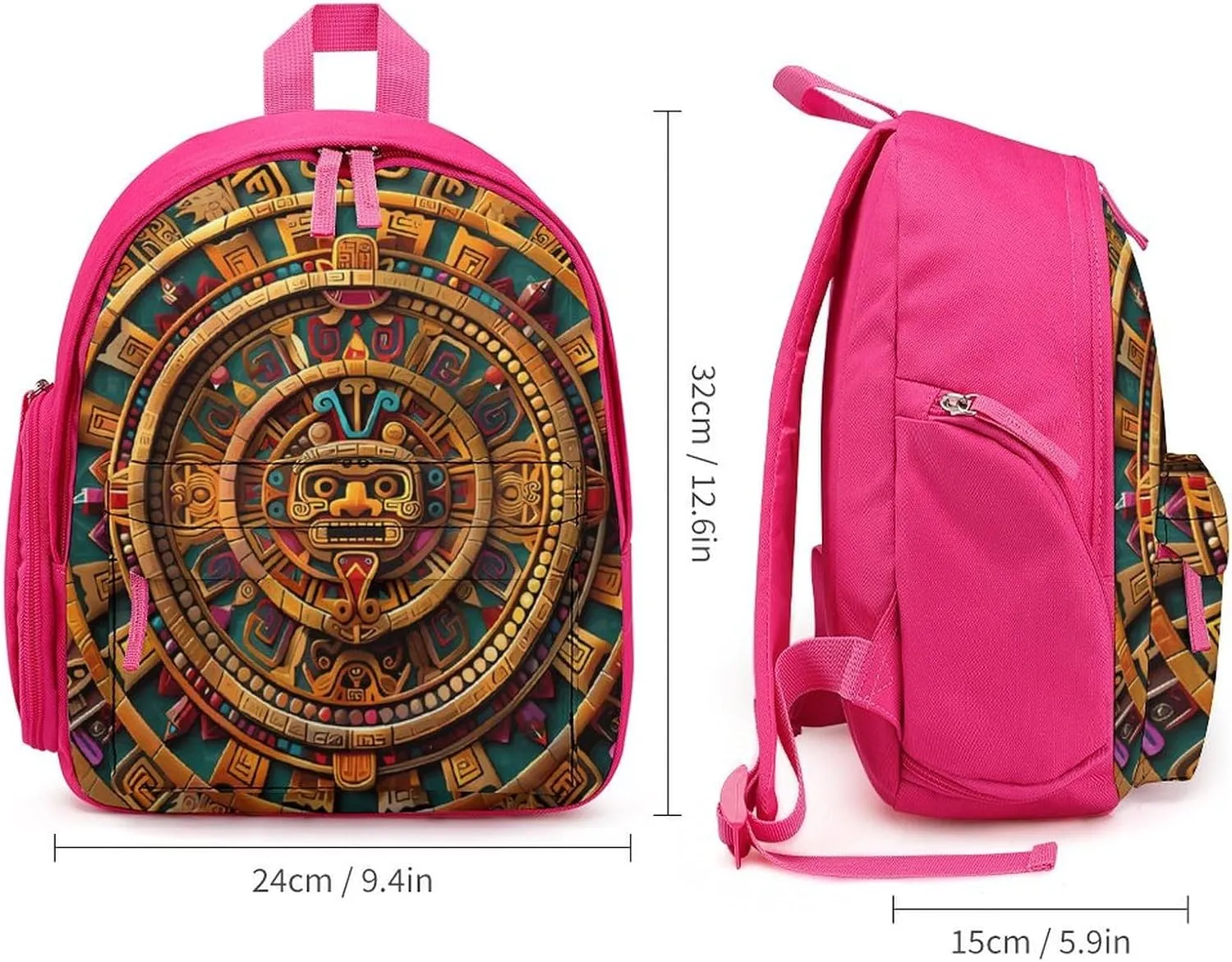 Ancient Mexican Calendar Cute Backpack Small Daily Casual Daypack Travel Bag with Adjustable Strap Graphic Print