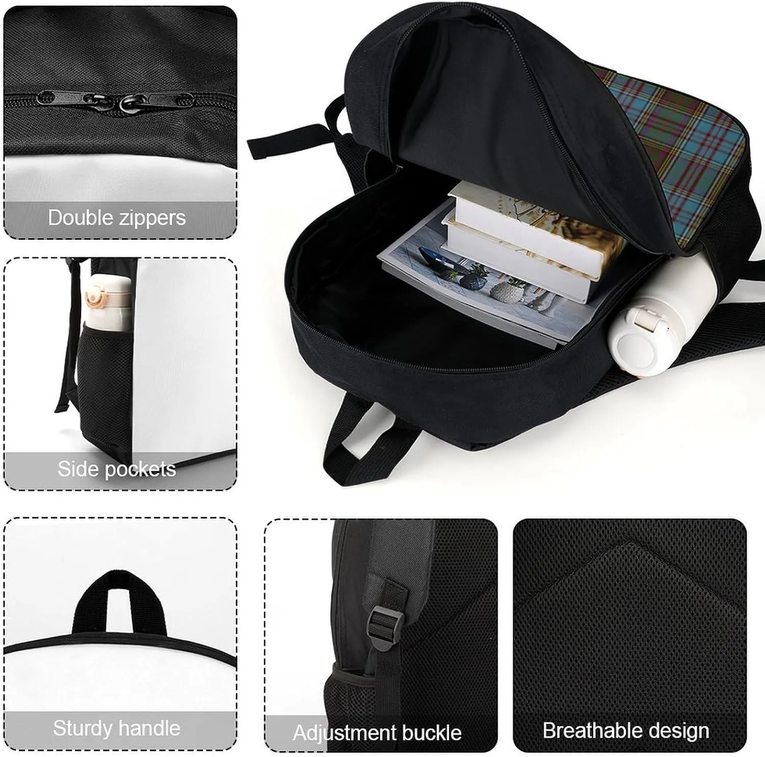 Anderson Clan Family Tartan Backpack Lightweight Waterproof Backpacks Laptop Backpack for Unisex Casual Travel Daypacks Large Capacity