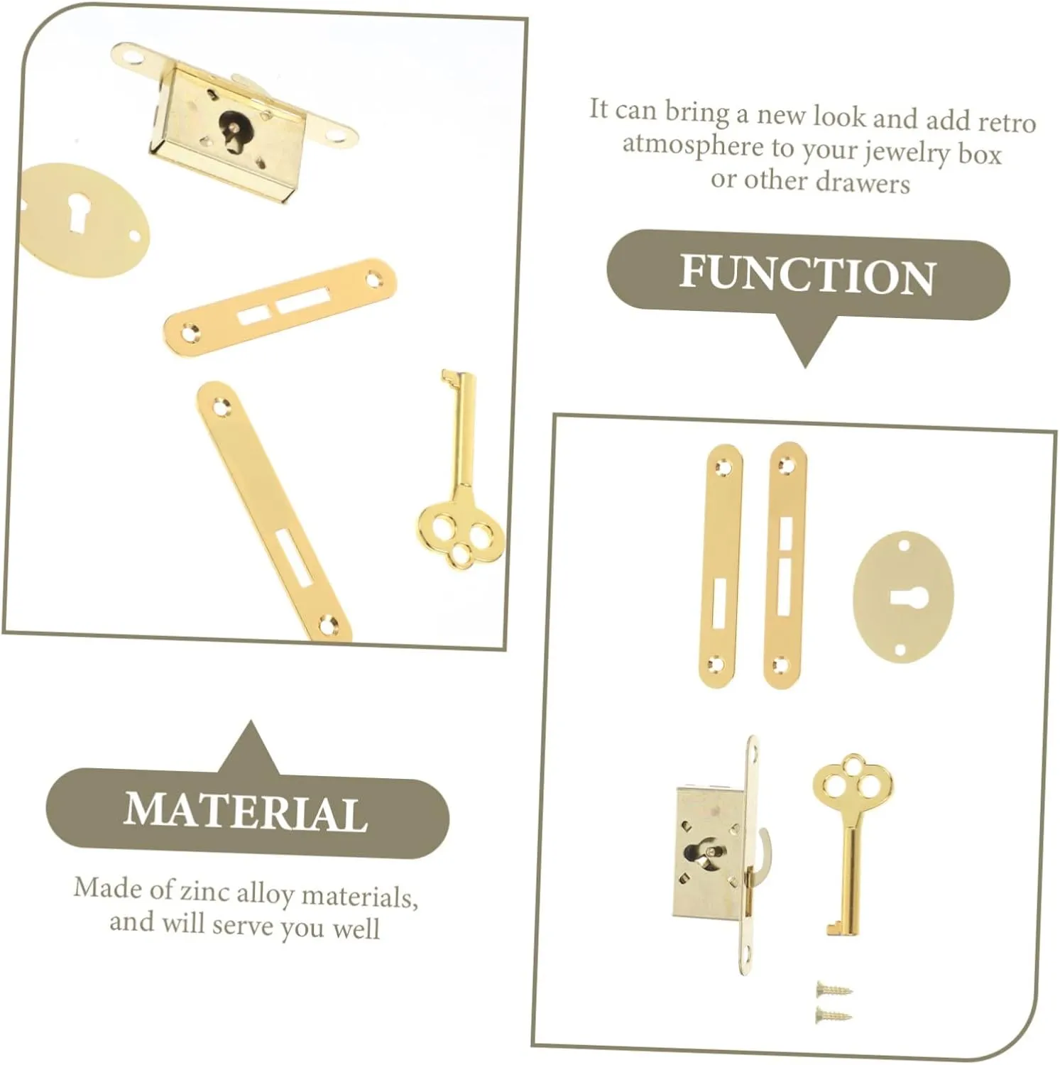 Angoily 8 Sets Wooden Box Padlock Vintage Design Lock Jewelry Box Locks Extend Serving Time