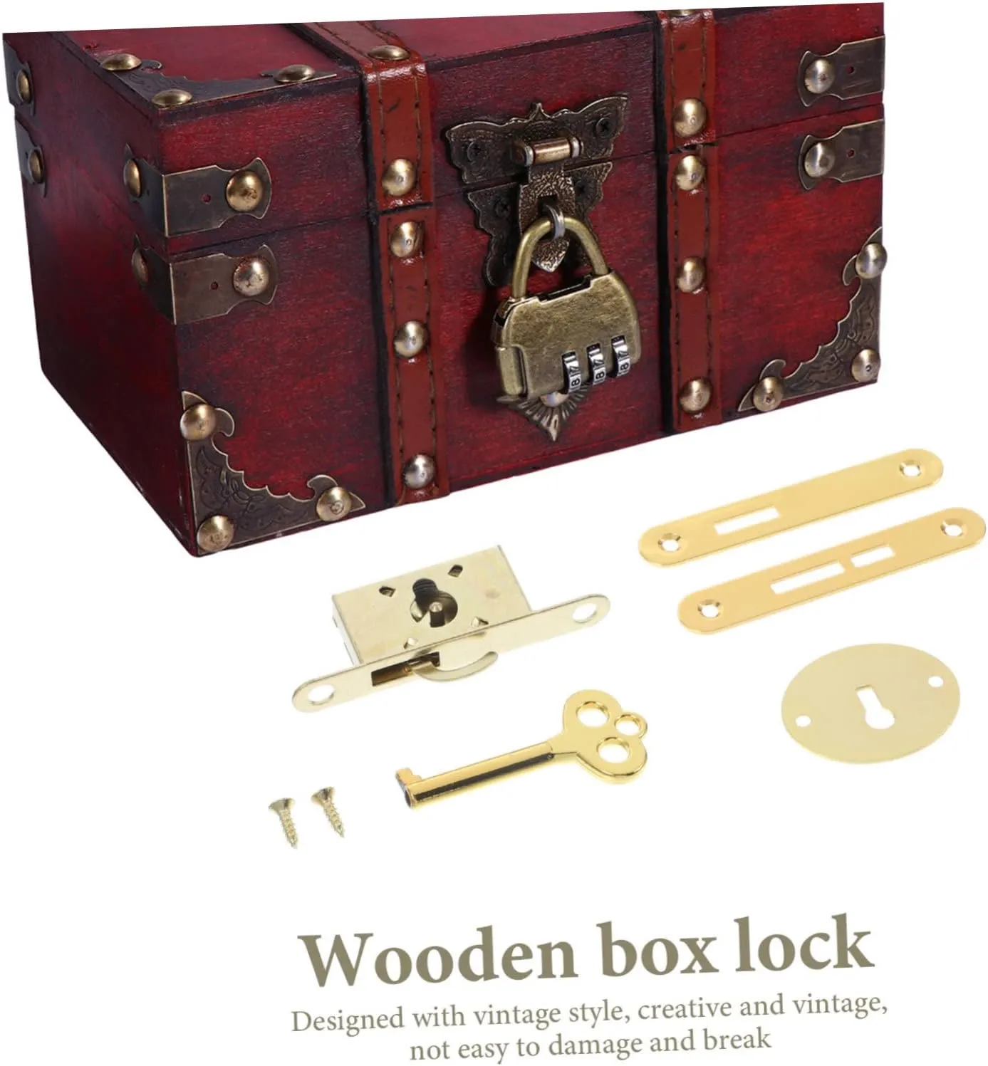Angoily 8 Sets Wooden Box Padlock Vintage Design Lock Jewelry Box Locks Extend Serving Time