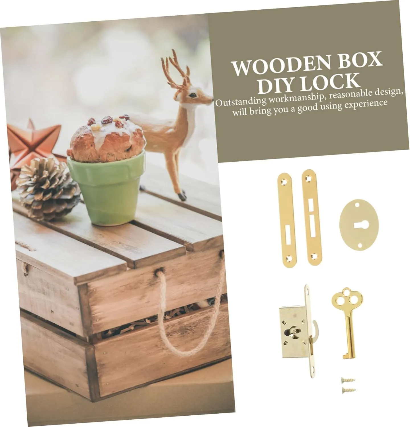 Angoily 8 Sets Wooden Box Padlock Vintage Design Lock Jewelry Box Locks Extend Serving Time