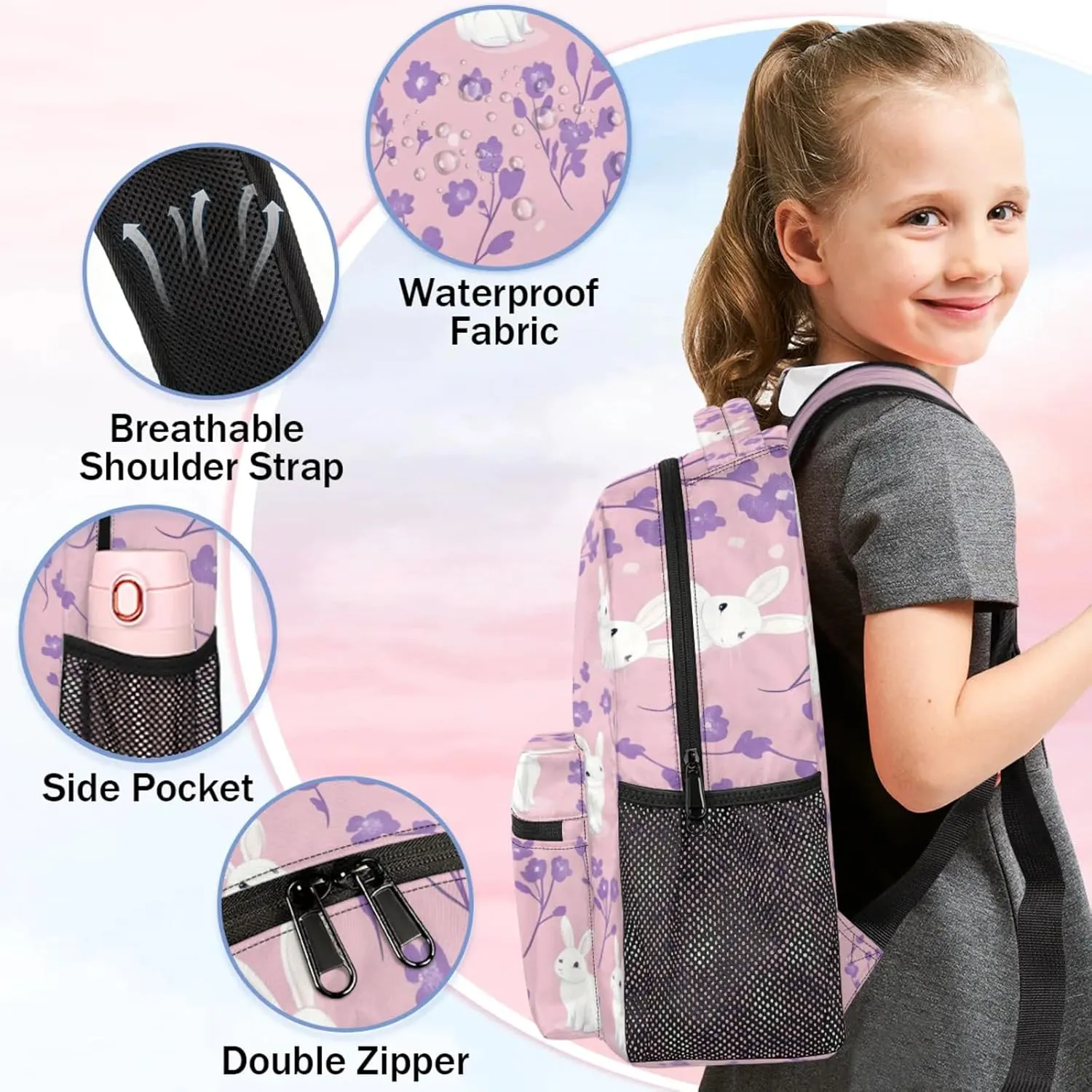 Animal Rabbits Large Backpack Fashion Travel Backpacks for Business Women Men Casual Laptop Bag Waterproof Lightweight Shoulder Bags 16in