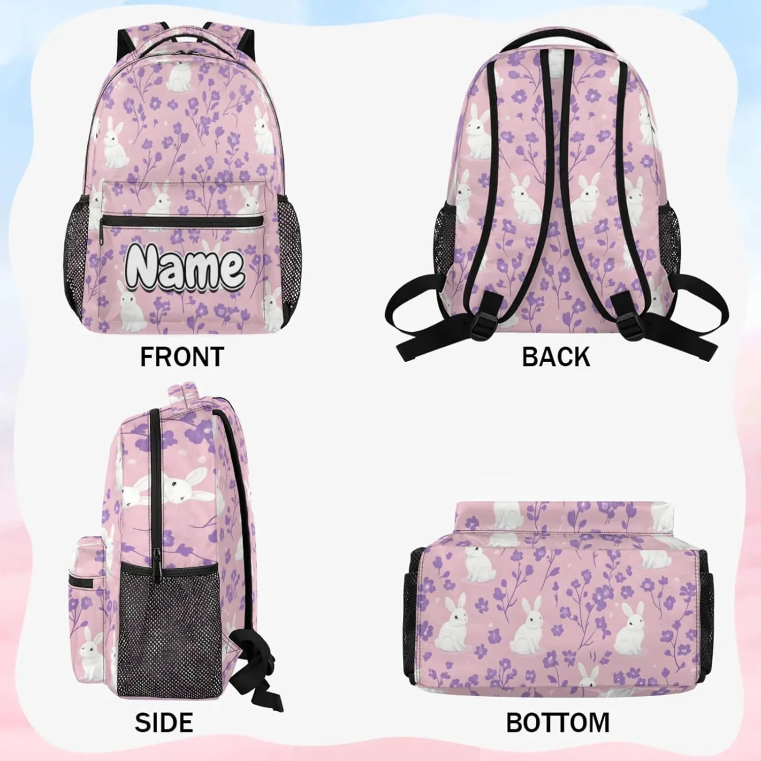 Animal Rabbits Large Backpack Fashion Travel Backpacks for Business Women Men Casual Laptop Bag Waterproof Lightweight Shoulder Bags 16in