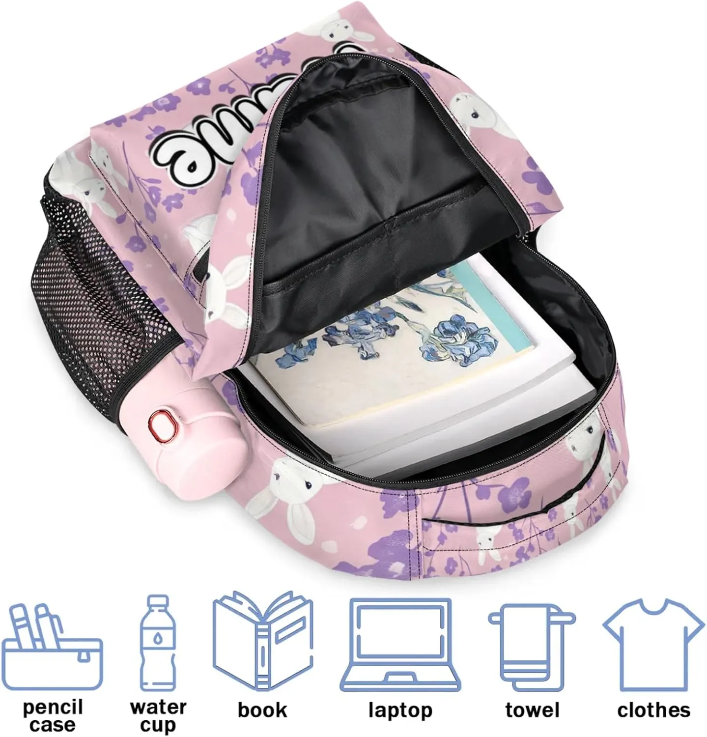 Animal Rabbits Large Backpack Fashion Travel Backpacks for Business Women Men Casual Laptop Bag Waterproof Lightweight Shoulder Bags 16in