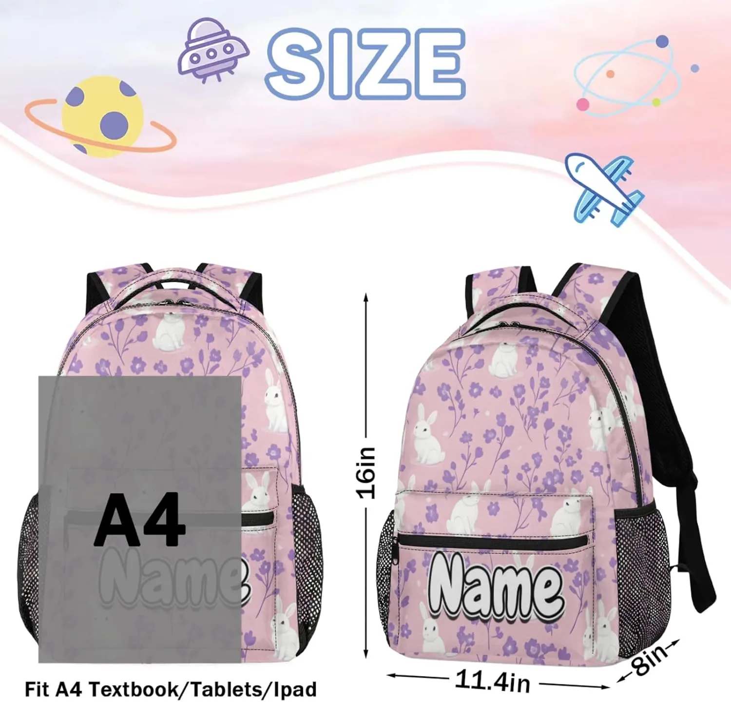 Animal Rabbits Large Backpack Fashion Travel Backpacks for Business Women Men Casual Laptop Bag Waterproof Lightweight Shoulder Bags 16in