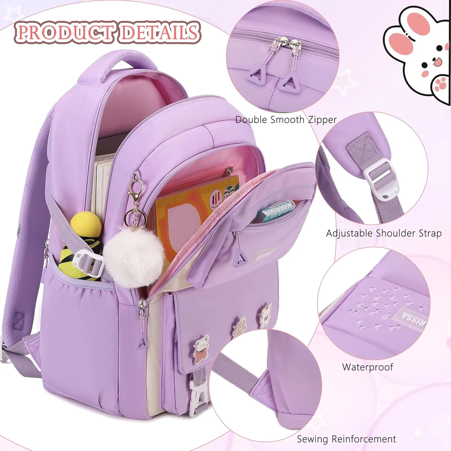 AO ALI VICTORY Backpack for Women Girls Set with Pencil Case 15.6 Inch Laptop School Bag Kids Elementary College Backpacks