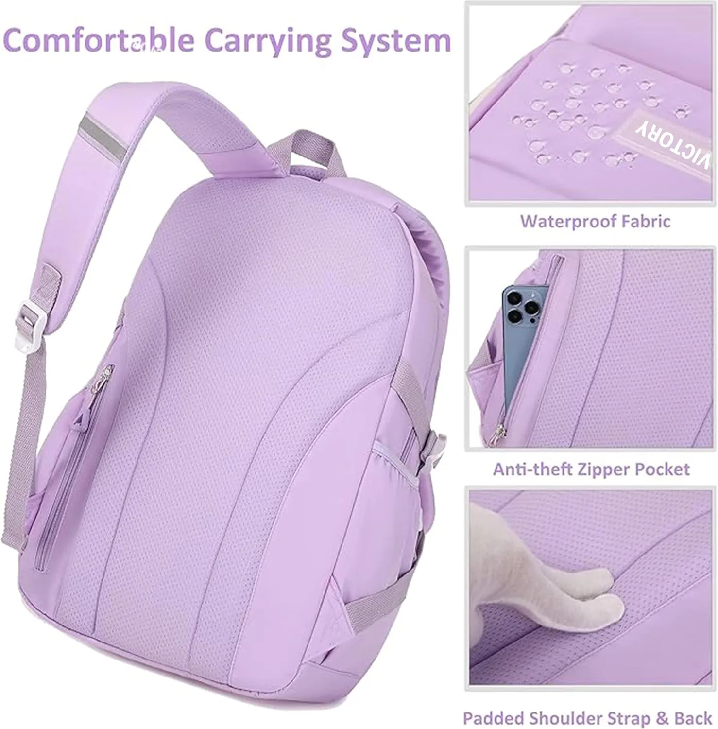 AO ALI VICTORY Backpack for Women Girls Set with Pencil Case 15.6 Inch Laptop School Bag Kids Elementary College Backpacks