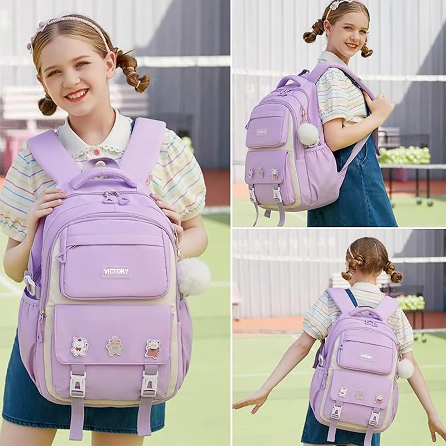 AO ALI VICTORY Backpack for Women Girls Set with Pencil Case 15.6 Inch Laptop School Bag Kids Elementary College Backpacks