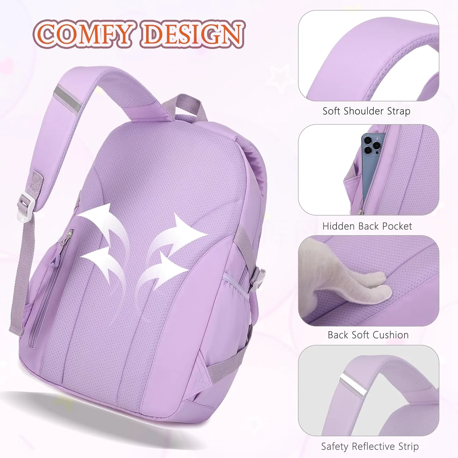 AO ALI VICTORY Backpack for Women Girls Set with Pencil Case 15.6 Inch Laptop School Bag Kids Elementary College Backpacks