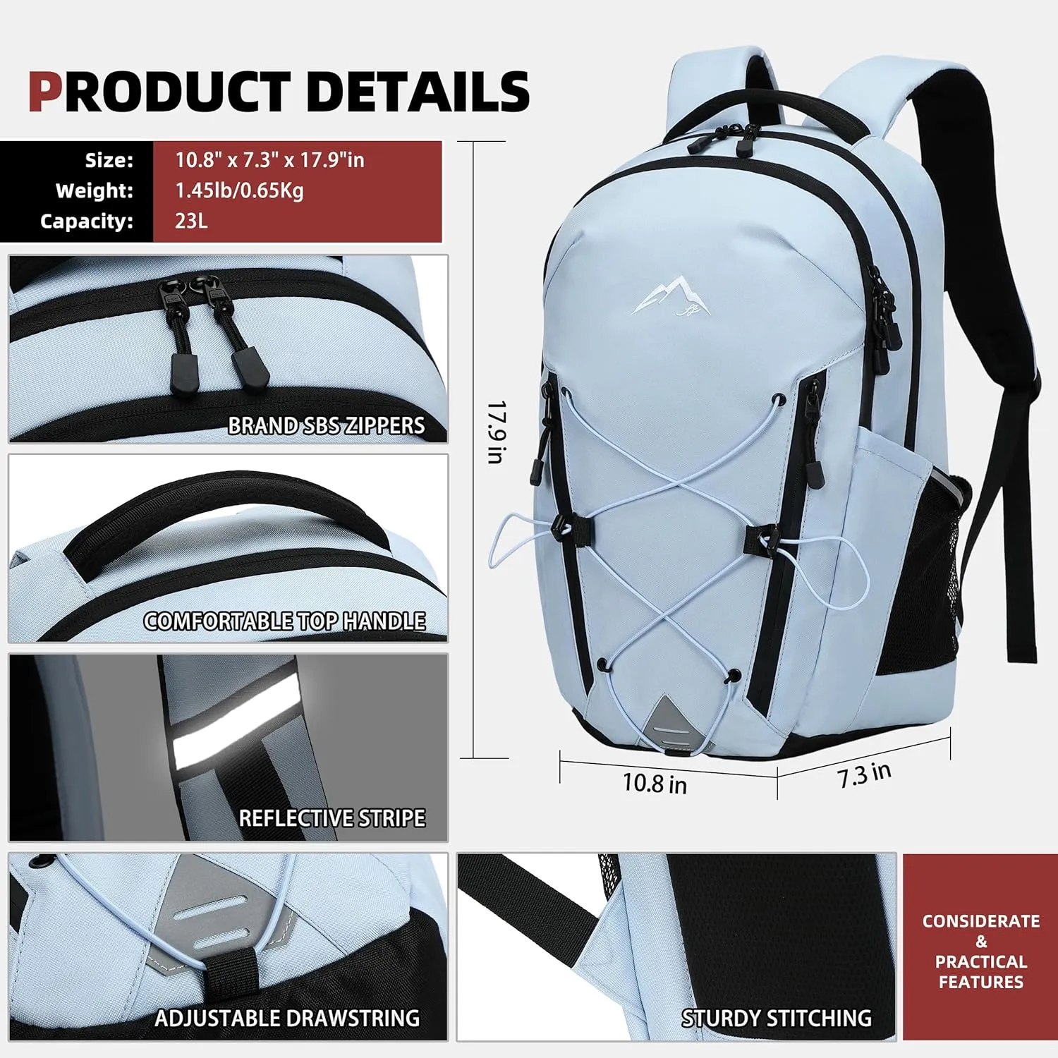 AO ALI VICTORY Women's Laptop Backpack 15.6 inch,Travel Backpack for Men,College Bookbag, Lightweight Outdoor Sport Hiking Back Pack, Everyday Daypack, Blue