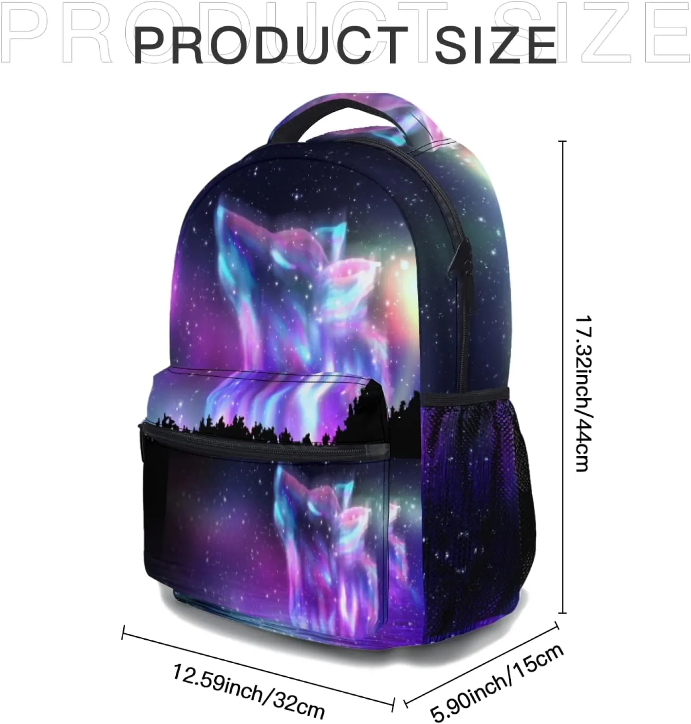 aportt Galaxy Wolf Backpack for Boys Girls Space Stars Wolf Purple Blue Durable Casual Basic Kids Bookbag Cool Lightweight School Bag for Teens Students Travel Daypack