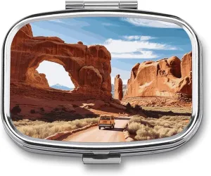 Arches National Park Entrance Travel Pill Organizer A Daily Pill Box for Supplements 2 Compartment Pill Case Convenient for Carrying and Storing Medicines Box