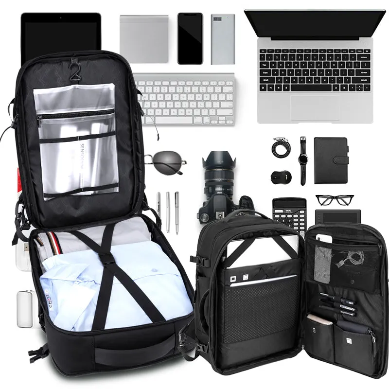 Arctic Hunter 3 in 1 Travel Backpack Convertible Top Loader Water Repellent Daypack with Built in USB Port and Headphone Jack for Men and Women, B00382 Black