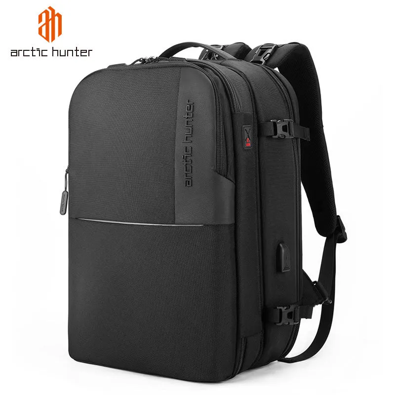 Arctic Hunter 3 in 1 Travel Backpack Convertible Top Loader Water Repellent Daypack with Built in USB Port and Headphone Jack for Men and Women, B00382 Black