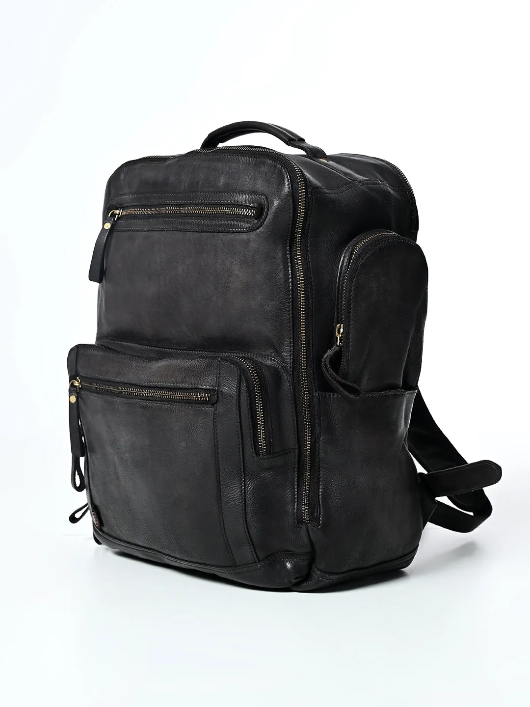 Aristo : Real Leather Black Backpack by Art N Vintage