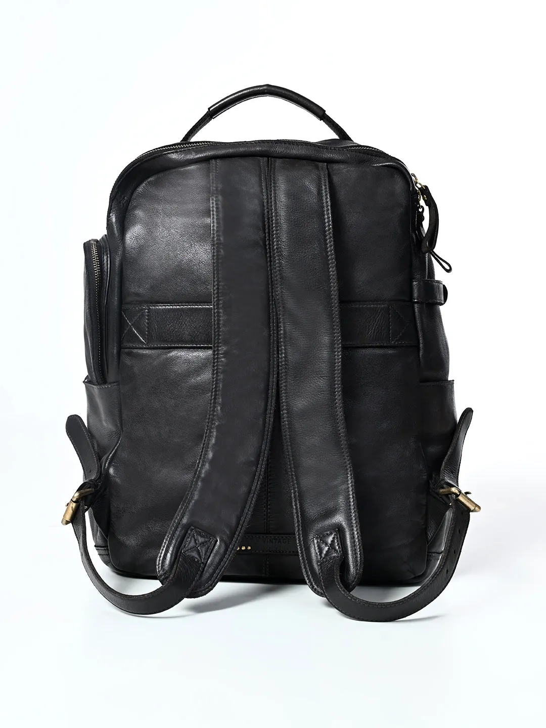 Aristo : Real Leather Black Backpack by Art N Vintage
