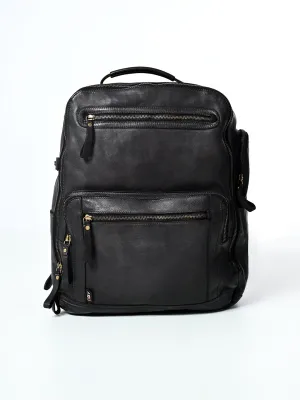 Aristo : Real Leather Black Backpack by Art N Vintage