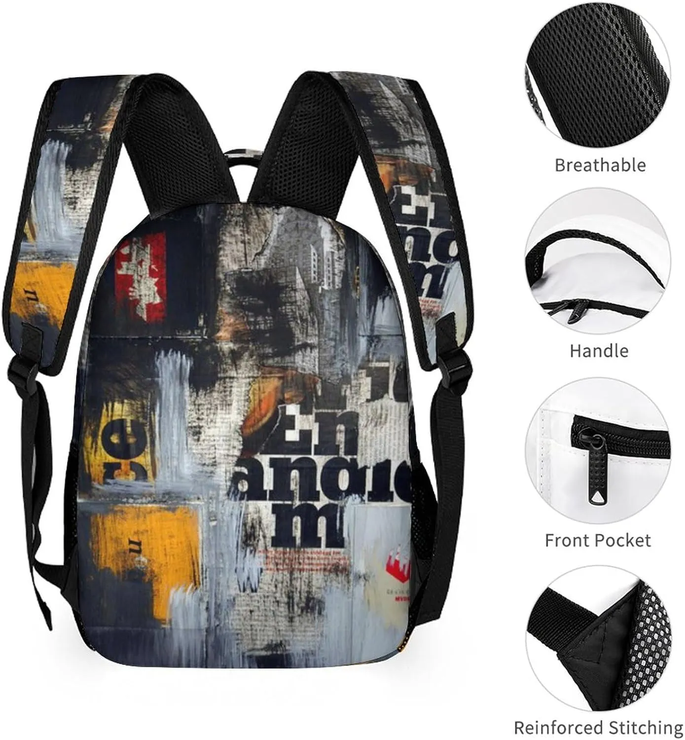 Art Graffiti Wall Printed Laptop Backpack Travel Camping Backpack for Men Women, School Bookbag for Kids