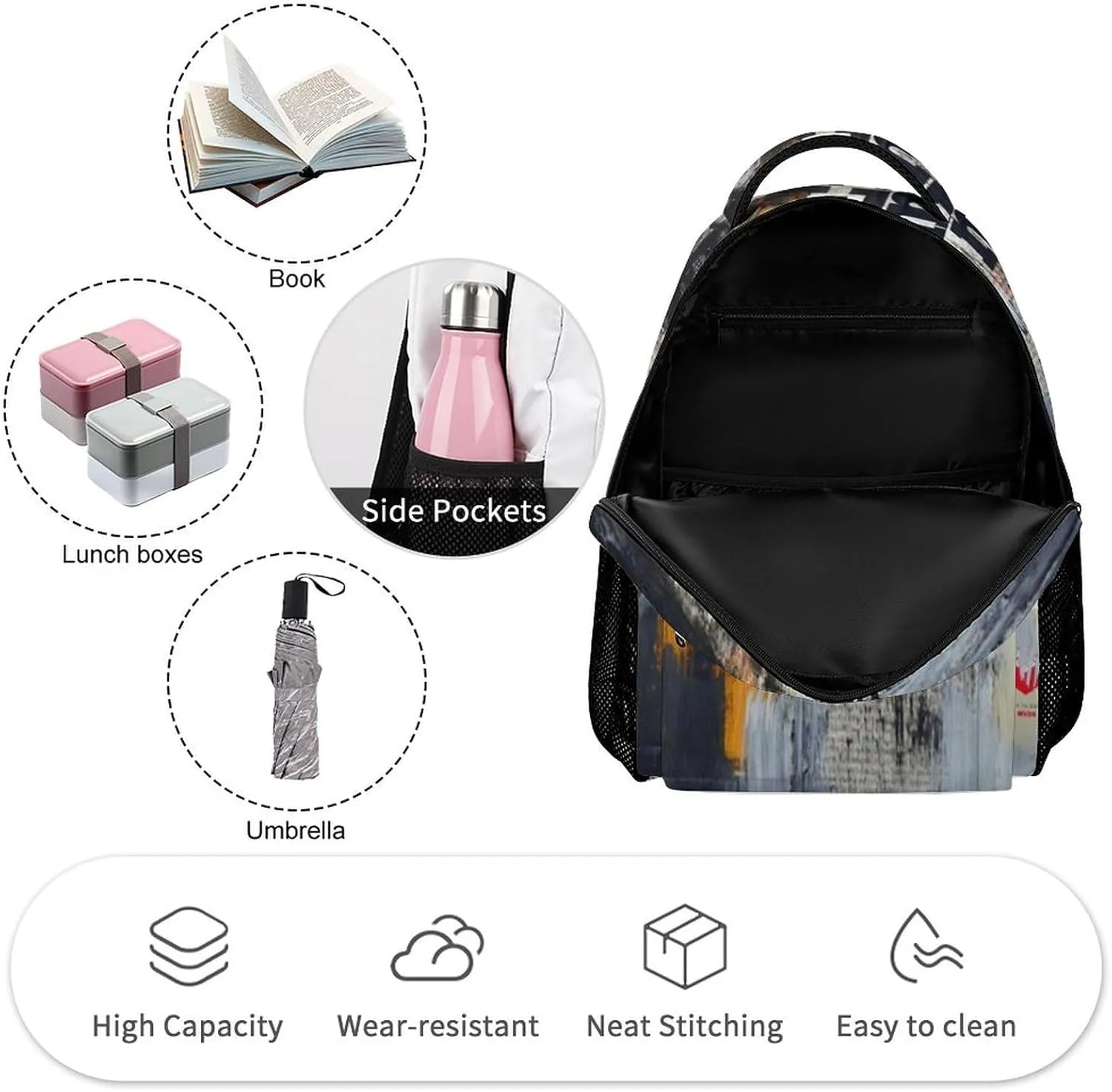 Art Graffiti Wall Printed Laptop Backpack Travel Camping Backpack for Men Women, School Bookbag for Kids
