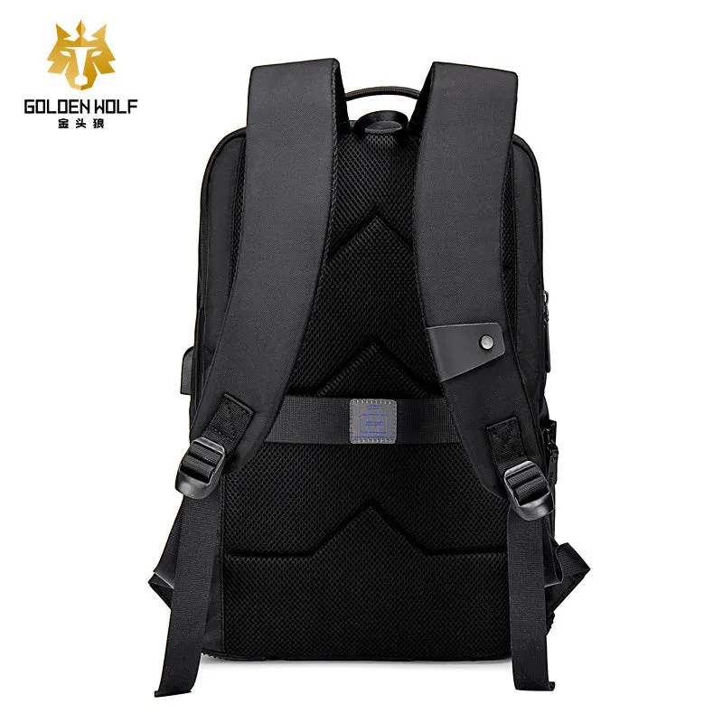 Artic Hunter Golden Wolf Laptop Backpack Water Resistant 20 L Shoulder bag with built in USB port and headphone Jack for Unisex, GB00399