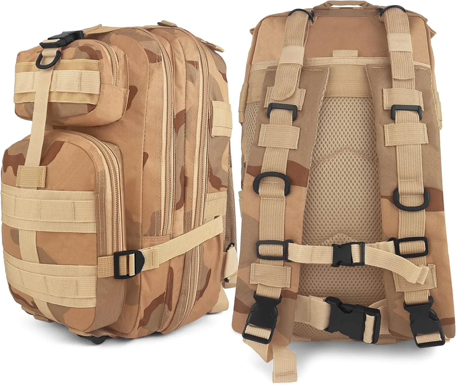 ASA TECHMED Military Tactical Backpack: Durable Pack with IFAK System, Ventilated, Utility for Outdoor, & Everyday Carry Use (Tan Camo)