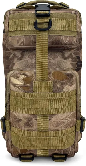ASA TECHMED Tactical Backpack - Durable 3-Day Pack for Hiking, Emergency Preparedness - Hydration Compatible (Snake Brown)