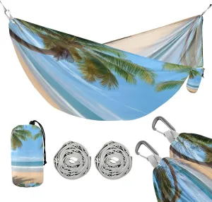 ATTX Beautiful Tropical Beach Camping Hammock - Lightweight & Portable Hammocks, Heavy Duty 330lbs Capacity for Indoor, Hiking, Backpacking, Travel, Backyard, Beach#11