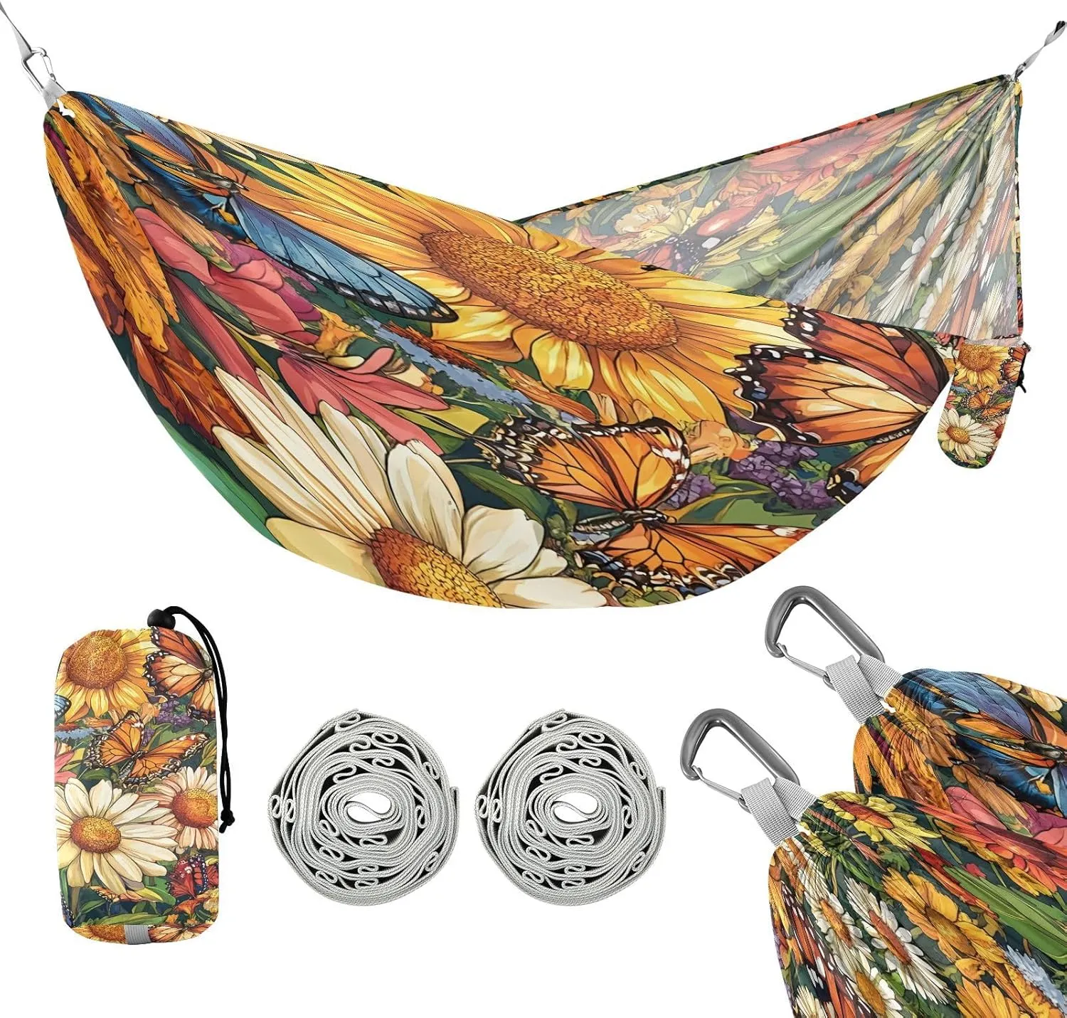 ATTX Beauty Flowers Camping Hammock - Lightweight & Portable Hammocks, Heavy Duty 330lbs Capacity for Indoor, Hiking, Backpacking, Travel, Backyard, Beach#517
