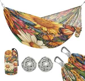 ATTX Beauty Flowers Camping Hammock - Lightweight & Portable Hammocks, Heavy Duty 330lbs Capacity for Indoor, Hiking, Backpacking, Travel, Backyard, Beach#517