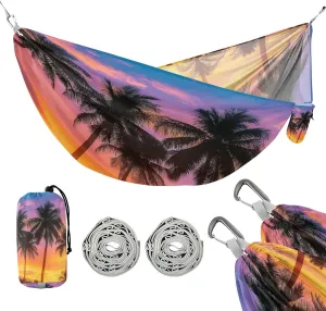 ATTX Coconut Palm Trees Camping Hammock - Lightweight & Portable Hammocks, Heavy Duty 330lbs Capacity for Indoor, Hiking, Backpacking, Travel, Backyard, Beach#10