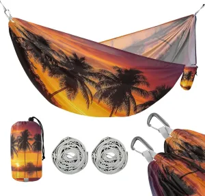ATTX Coconut Palm Trees Camping Hammock - Lightweight & Portable Hammocks, Heavy Duty 330lbs Capacity for Indoor, Hiking, Backpacking, Travel, Backyard, Beach#16