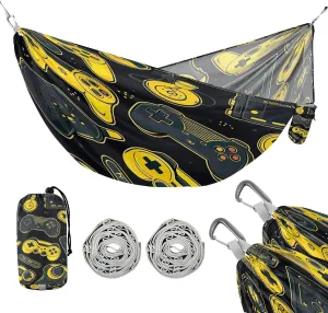 ATTX Colorful Video Game Controllers Camping Hammock - Lightweight & Portable Hammocks, Heavy Duty 330lbs Capacity for Indoor, Hiking, Backpacking, Travel, Backyard, Beach#342